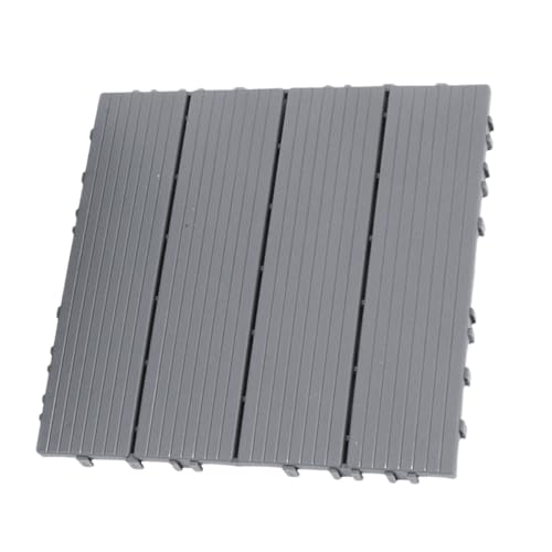 Gatuida Waterproof Grey Wood-effect Plastic Interlocking Decking Tile for Outdoor Balcony Garden Patio Flooring – Weather-resistant Single Piece Plastic Deck Floor Suitable for Apartment