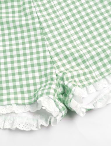 Image of ZAFUL Womens High Waisted Bikini Sets 2 Piece Plaid Ruffle Swimsuits Back Strap Top with High Waisted Shorts Bathing Suit