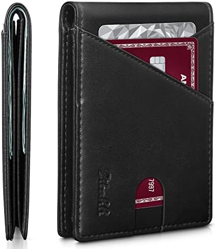 Zitahli Bifold Wallets for Men, Slim RFID Leather Card Holder Cash Pocket