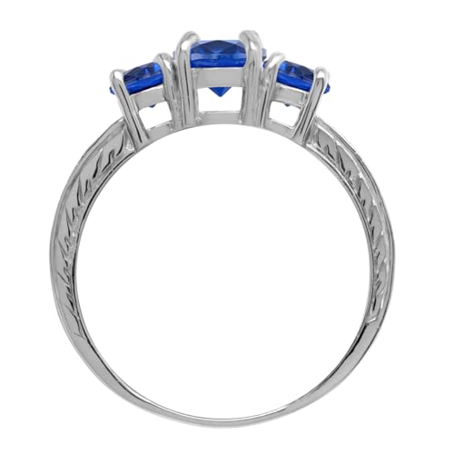 Silvershake 3-Stone Round Shape Gemstones White Gold Plated or Yellow Gold Plated 925 Sterling Silver Anniversary or Engagement Ring Bridal Jewelry for Women4