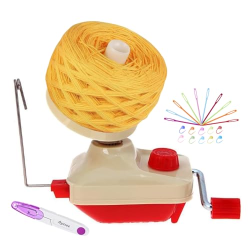 Ayasee Yarn Ball Winder, Hands Operated Swift Yarn Fiber String Ball Wool Winder Machines for Family+10PS Knitting Stitch Markers+10PS Plastic Needles+1PS Scissors(22)