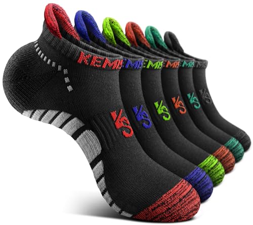 KEMISANT Men Running Socks,Active Ankle Socks No show Cushioned Footbed Arch Support