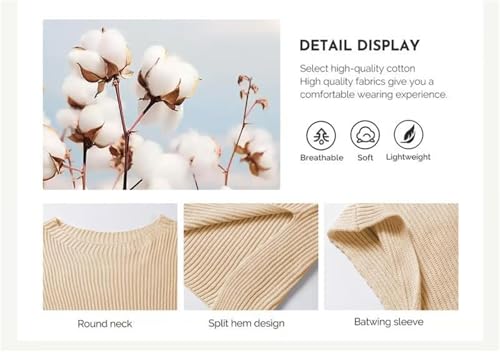 Rotateepic Loose-Fit Crewneck Knit Pullover Top, Short Sleeve Womens Causal Tunic Tops Lightweight Summer Sweaters3