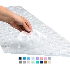 ENKOSI Bath Mat - Large Non Slip Bathtub & Shower Mat - Extra Long 40 X 16 Inch Bathroom Mats for Tub Nonslip Anti Slip Bathmats (40X16 Clear 1-Pack)