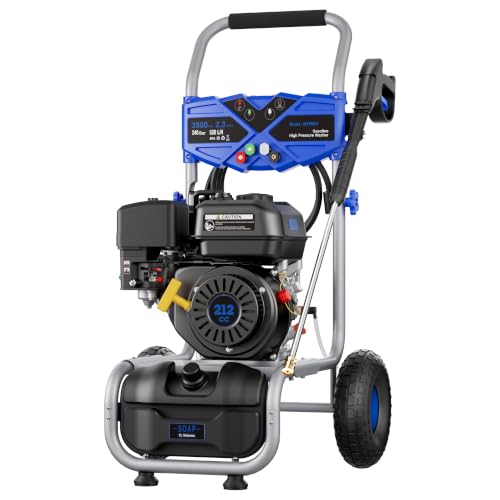 MUTAOMAY 3500PSI Gas Pressure Washer, 2.3GPM Gas Powered High Pressure Washer with 212CC Engine, 4 Adjustable Nozzles, 25 ft High Pressure Hose for Cleaning...