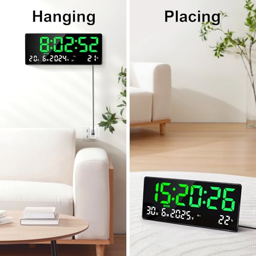 Horloge murale numérique LED 15.5" Lafocuse avec télécommande et température - 5