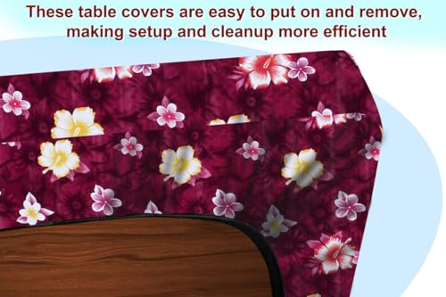 Image of The Furnishing Tree Elastic Rectangular Center Tpoy Table Cover WxL 18x48 in Inches Polyester Floral Pattern Red