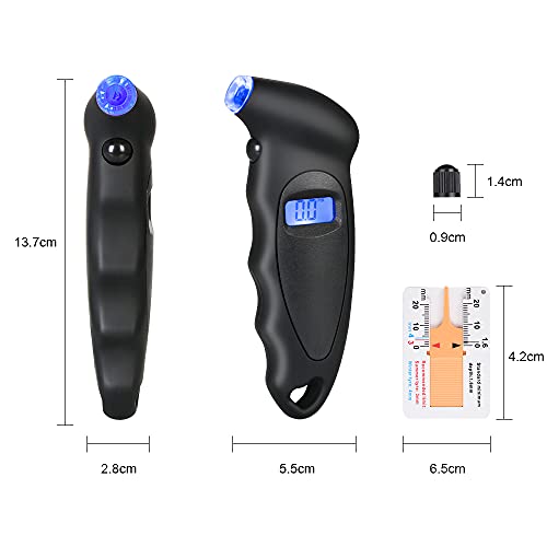 URAQT Manometro Pneumatici Digitale, Manometro Digitale Pressione Gomme Aria Manometro Pressione con Schermo Retroilluminato a LCD per Bicicletta, Auto, Moto