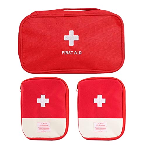 Zuzer Kit Primeros Auxilios 3PCS Botiquin de Primeros Auxilios Viaje First Aid Kit Vacia Primeros Auxilios Bolsa Botiquin para Oficina Hogar Deportes Viajes Senderismo Camping Rojo