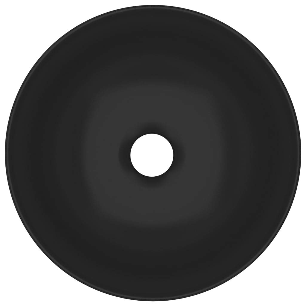 vidaXL Lavabo de Salle de Bain Rond Vasque à Poser de Toilette Lave-mains de Cuisine Salle Cosmétique Maison Intérieur Céramique Noir Mat