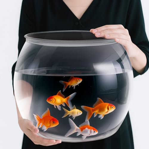 Image of Geelin 7 Gallon Plastic Fish Tank Large Bowl Shatterproof with Crystal Clear Clarity for Terrarium, Flower Vase Centerpiece Gift for Fish Lovers (Round)