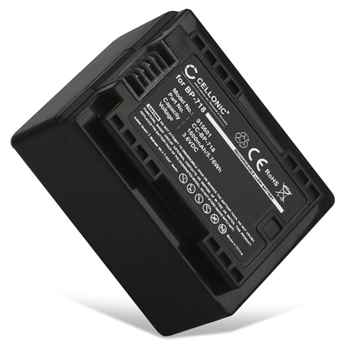 CELLONIC 1x Batterie pour Appareil Photo Compatible avec Canon VIXIA HF R50, LEGRIA HF R806, LEGRIA HF R606, BP-727 - (1600mAh, 3.6V)