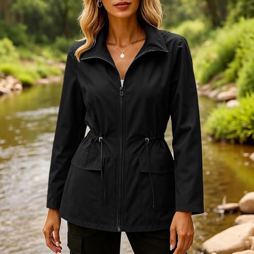 Windbreaker Rain Jacket Women Lightweight Breathable Hooded Waterproof Coat - image 2