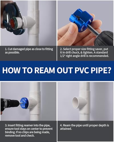 Image of DAYDOOR 1'' PVC Pipe Reamer, Plastic Pipe Fitting Reamer to Clean Leftover Pipe & Solvent Cement Residue, Fits into Standard 1 /2 inch inch Drill, for Use with Sch. 40 PVC, CPVC or ABS Fittings, xc098