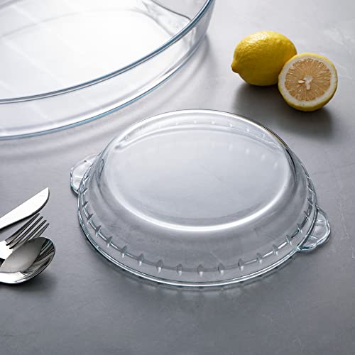 Sweejar Glass Pie Pan For Baking(2 Pack), 9.5 Inches Round Baking Dish For Dinner, Non-Stick Pie Plate With Soft Wave Edge For Apple Pie, Pumpkin Pie, Pot Pies #TOP4