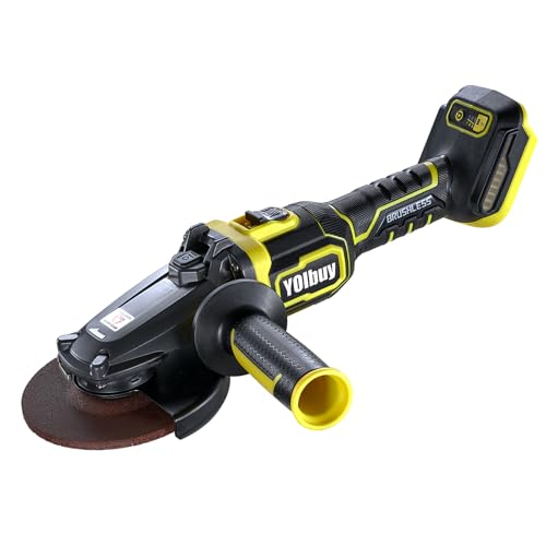 YOIbuy PRO 充電式 125mm フラットヘッド ディスクグラインダー 18V 互換 ブレーキ付き ベビーサンダー APCキックオフ保護機能あり 落下保護機能あり 高出力 ブラシレスモータ 3500~8500rpm 三段変速 スライドスイッチ (バッテリ・充電器別売)YDG-F125-1