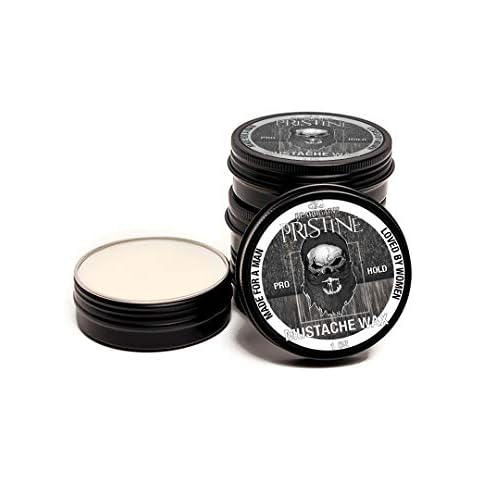 Beard Gains Pristine Scent Strong Hold Mustache Wax 1oz - Hold, Mold, and Tame Moustache W/Organic and Natural Stache Wax (White) Cover