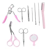 Healeved 10pcs Women Eyebrow Kit Grooming Trimming Set Tweezers Scissors and Razor for Face Beauty