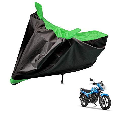 Image of Auto Hub Bike Cover Compatible with TVS Victor GLX with Mirror Pocket, Dustproof, Heat Resistant, Triple Stitched, Victor GLX Bike Cover- Black, Green