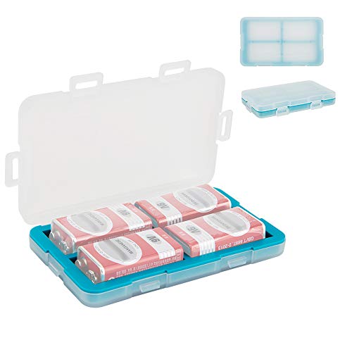 JJC 9V Battery Case for 4x 9V,Water-Resistant & Shockproof, 9V Battery Storage Organizer Carrying Case, PP Shell Ultra-Slim Easy to Carry