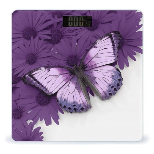 Báscula de baño digital Purple Butterfly gran pantalla LCD miniatura 1