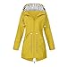 Regenmantel Damen wasserdicht atmungsaktiv, Regenjacke Übergangsjacke Windbreaker Wasserdicht Kordelzug Reißverschluss Kapuze Regenmantel mit Atmungsaktiv Futter für Frühling Sommer und Herbst