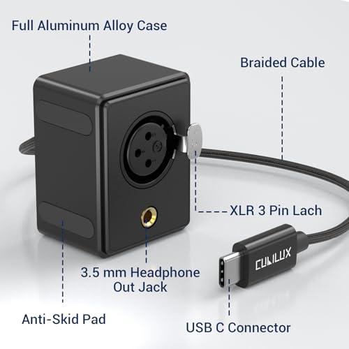 Cubilux Usb C To Xlr Lapel/Dynamic Microphone And 3.5Mm Headphone Out Splitter Compatible With Smart Phone,Tablet Computer For Sound Recording,For Iphone 15+/15 Pro Max,Samsung S24/S23/S22 Ultra thumb #4