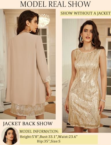 GRACE KARIN Women's Sequin Dress - Wedding Guest & Mother of The Bride Formal Dress - Two Piece Knee Length - Image 4