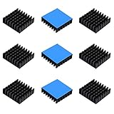 10pcs Aluminum Heatsink 28x28x8mm / 1.1x1.1x0.31 inches with Thermal Conductive Adhesive Tape for Electronic Chip MOS IC Diode Triode Cooling Heat Dissipation