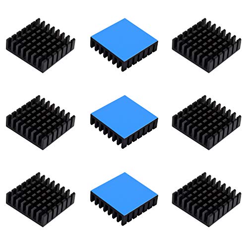 10pcs Aluminum Heatsink 28x28x8mm / 1.1x1.1x0.31 inches with Thermal Conductive Adhesive Tape for Electronic Chip MOS IC Diode Triode Cooling Heat Dissipation