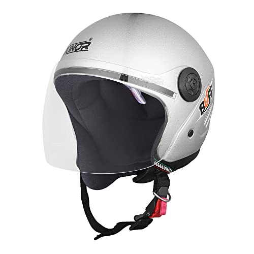 Image of Open Face Motorcycle Helmet for Men & Women | ISI Certified | Lightweight Helmet with Clear Visor - Medium