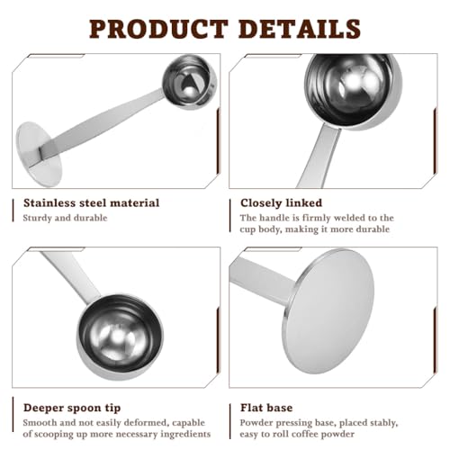 Image of Supvox 2 in 1 Stainless Steel Measure Spoon with Coffee Tamper Dual End Coffee Maker Tools Coffee Machine Tool Barista Supplies