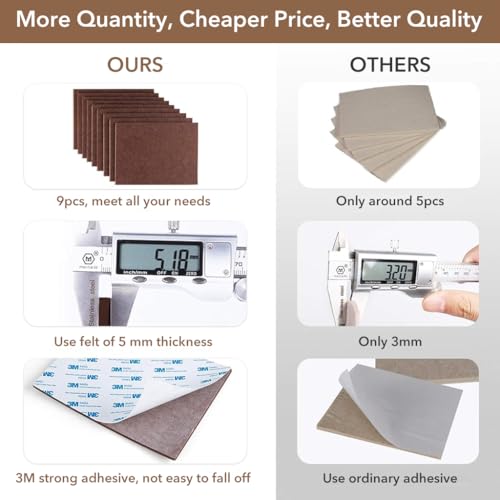 Image of HASTHIP 2Pcs Furniture Pads 21x30cm Non-Adhesive Square Felt Furniture Pads Thicken Noise Reduction Floor Protector Customized Cuttable Felt with Double-Side Adhesive Sticker