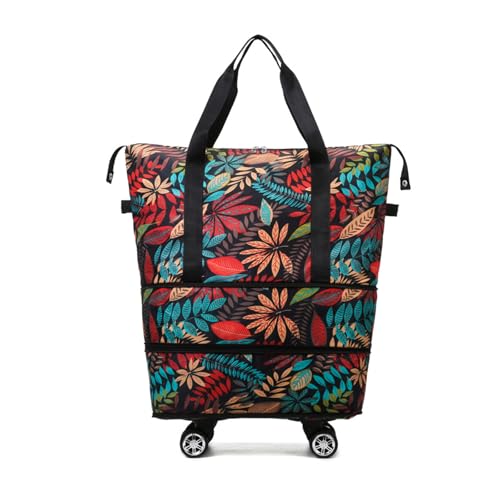 Expandable Waterproof Spinner Luggage Bag With Double Compartments For Travel Gym And Outdoor Activity