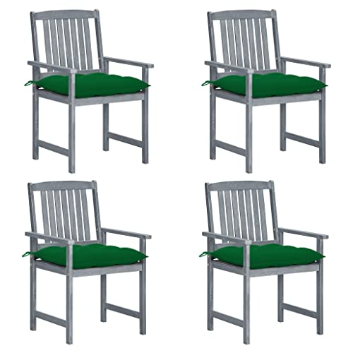mzdioop Patio Chair Set of 4, Gray Solid Acacia Wood,