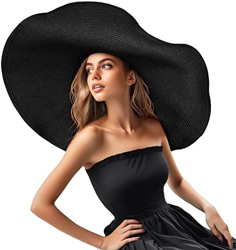 Oversized Beach Straw Hat for Women Fashion Large Wide Brim Visor...
