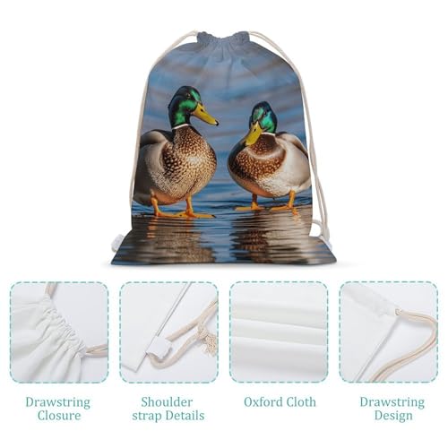 Two Mallard Ducks Drawstring Backpack - Canvas Sports Gym Sackpack, Lightweight String Bag for Beach & Travel4