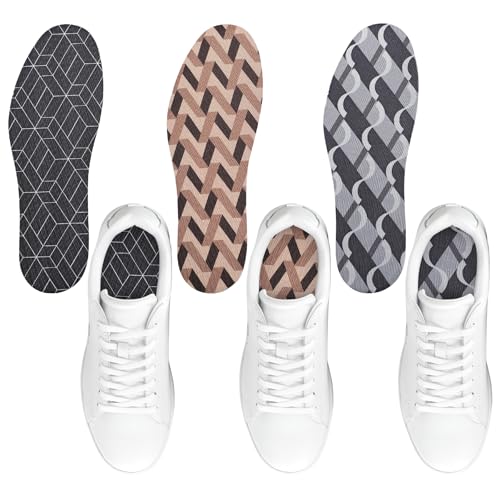 Image of 3 Packs Sockless Insoles Inner Soles for Women,No Show Socks Sockless Shoe Inserts,Anti-Odor Non Slip,Washable,Geometry Print,Size 6-9