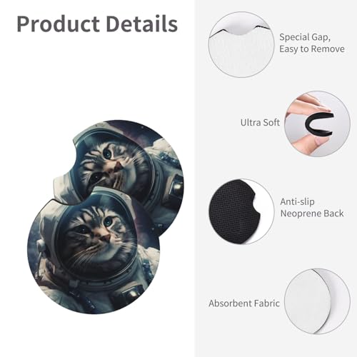 Posavasos para auto universal 2 piezas de neopreno negro miniatura 3