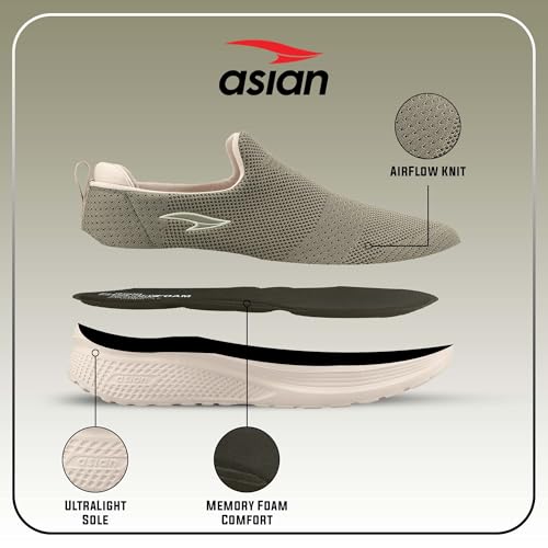 Image of ASIAN Wonderwalk-22 Men's Walking Shoes with Soft Memory Foam Insole, Breathable Knit Upper & Lightweight Bouncy EVA Sole | Ideal for Casual Wear, Jogging, & Travel