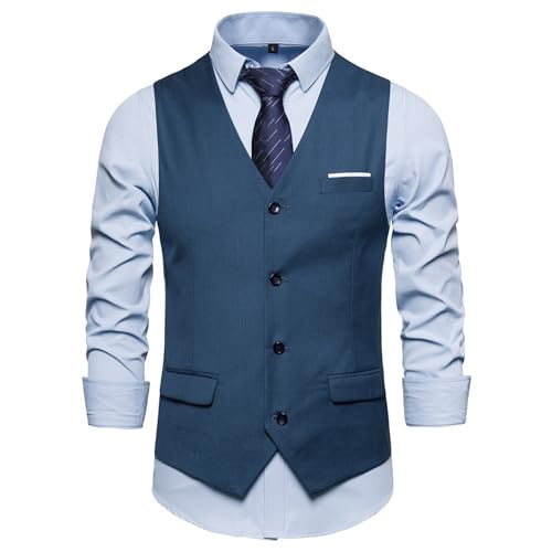 Maiyifu-GJ Men's Formal Business Suit Vests V-Neck Slim Fit Wedding Waistcoat Vest Casual Dress Vests for Suit or Tuxedo - Main Image