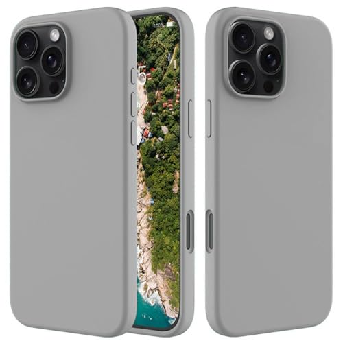 Image of FIRST MART Silicone Back Case for iPhone 16 Pro, Soft-Touch Phone Back Cover for Apple iPhone 16 Pro - Gray