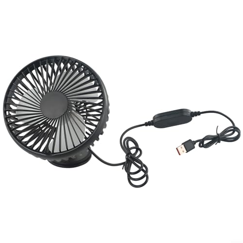 Ventilador de coche con soporte de ventosa ajustable y USB, para circulación de aire en diversos entornos (ventosa)