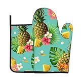 Matériau du produit : ces gants de cuisine à motif ananas tropical sont fabriqués en tissu polyester avec un motif imprimé intégral, adaptés pour la cuisine et la pâtisserie.