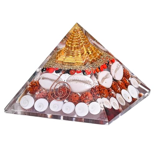 Image of Maha Laxmi Crystal Pyramid | 3.5 Inch | Vastu Correction Pyramid | Positive Energy, Wealth | Meditation & Good Luck | Home & Office Decor for Prosperity