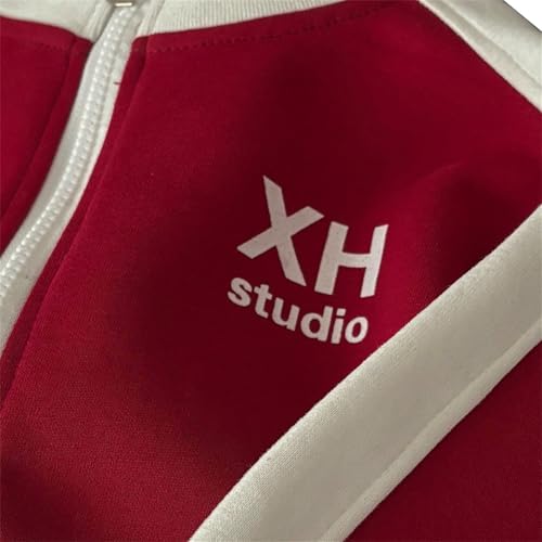 Boys Girls Gym Athletic Sets 2 Piece Sweatsuit Zip Up Jacket Baggy Sweatpants Suit Fall Winter Striped Tracksuit3