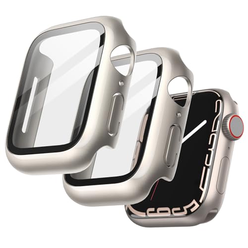 JETech Coque avec Protection D'écran pour Apple Watch Series 9 8 7 41 mm, étui de Protection Complète, Film en Verre Trempé Intégré Haute Sensibilité,...