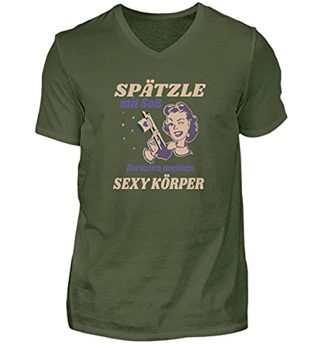 Cadeau Schwaben T-shirt Spätzle homme col V vert urbain taille M