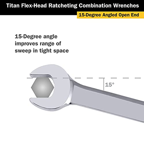 Titan 12904 7/16-Inch 12-Point 72-Tooth Flex-Head Ratcheting Combination Wrench #TOP4