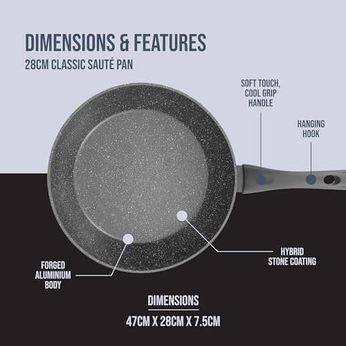 Blackmoor 66199 Classic 28cm Non Stick Sauté Pan/Deep Sided Induction Frying Pan/Cool Touch Handle/Suitable for Induction, Electric and Gas Hobs/Black Colour